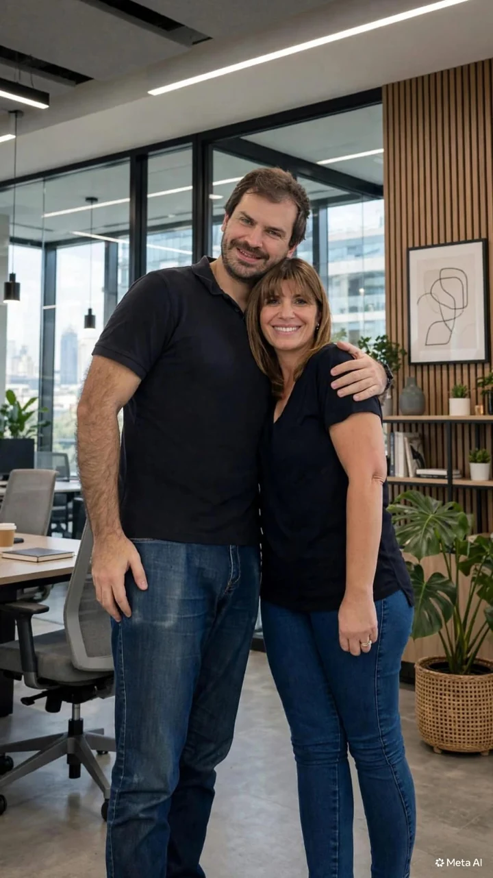 Isidoro Barrera y Florencia Astegiano, equipo de ESCALA, juntos en una oficina